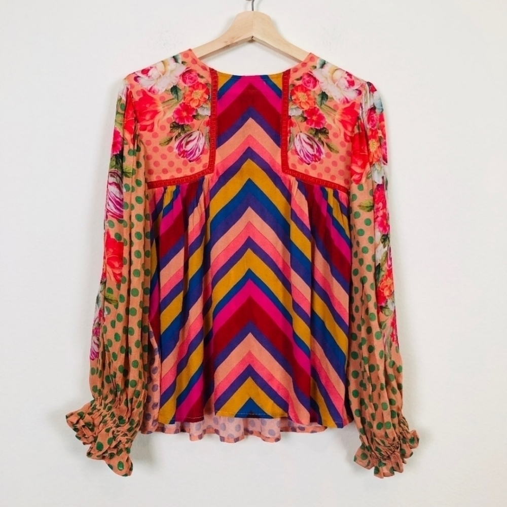Anthropologie Bl-Nk London Eclectic Peasant Blouse XS